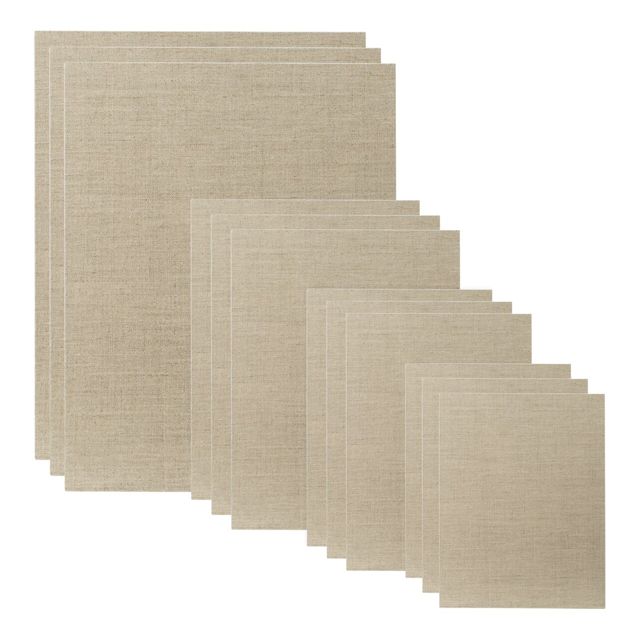 Senso Clear Primed Linen Panels - Small Sampler Set of 12 Canvas Panels - 3 Each of Sizes 8x10, 9x12, 11x14, and 16x20 for Painting Oils, Acrylics, Pastels and More